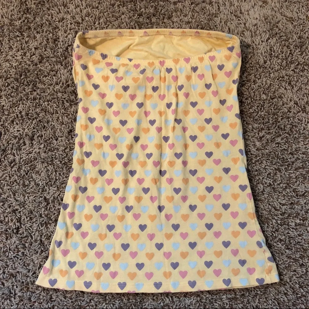 Tube Top with Colored Hearts Print